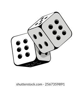 Couple of game dice isolated on white background.  Casino Vector design element. 