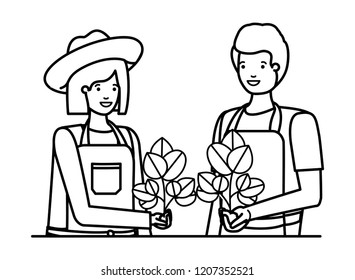 couple of gardeners smiling avatar character