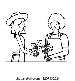 couple of gardeners smiling avatar character