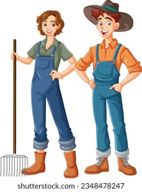Couple of Gardeners in Standing Pose Vector illustration