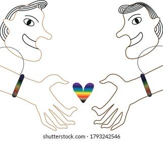 couple gay hand heart love pride LGBT
vector 