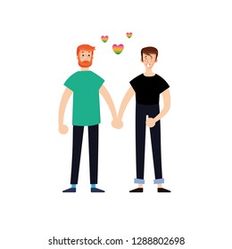 Couple of gay men. Vector graphics. Flat design