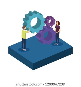 couple with gears characters