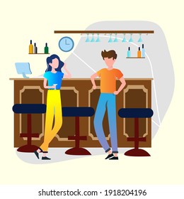 Pareja de conversaciones en la barra