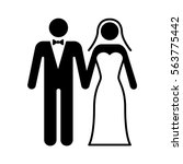 A couple getting married at a wedding ceremony flat vector icon for marriage apps and websites