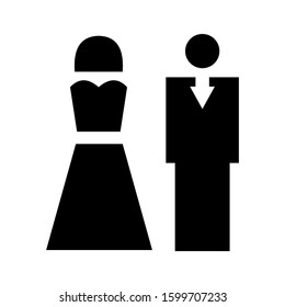
A couple getting married at a wedding ceremony flat vector icon for marriage apps