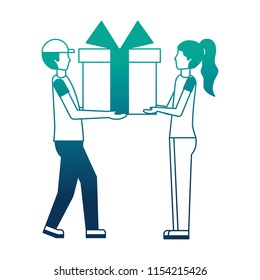 couple with gift box present icon