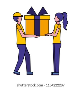 couple with gift box present icon