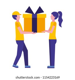 couple with gift box present icon