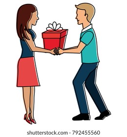 couple with giftbox present