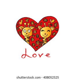 Couple of giraffes in love.