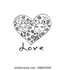 Couple of giraffes in love.