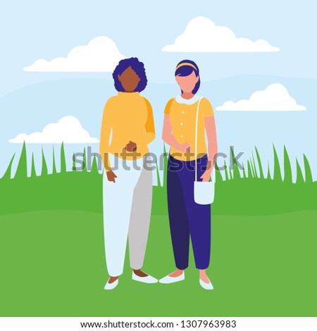 couple of girls interracial characters