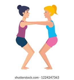 couple of girls practicing yoga position