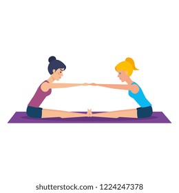 couple of girls practicing yoga position
