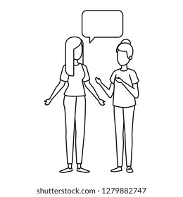 couple of girls with speech bubble