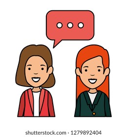 couple of girls with speech bubble