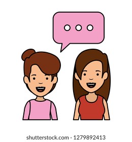 couple of girls with speech bubble