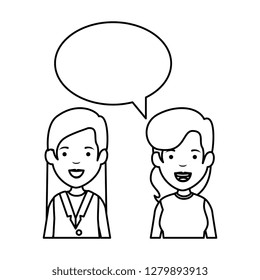 couple of girls with speech bubble