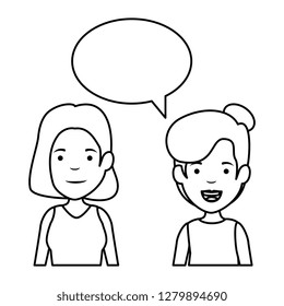 couple of girls with speech bubble