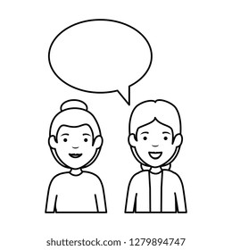 couple of girls with speech bubble