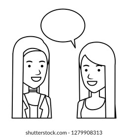 couple of girls with speech bubble