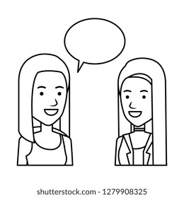 couple of girls with speech bubble