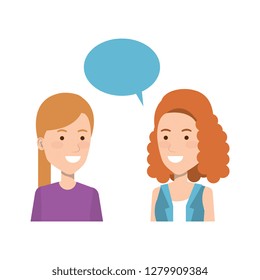 couple of girls with speech bubble