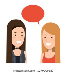 couple of girls with speech bubble