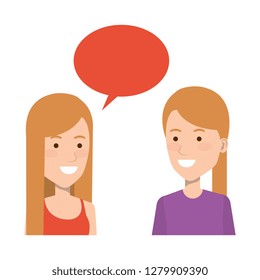 couple of girls with speech bubble