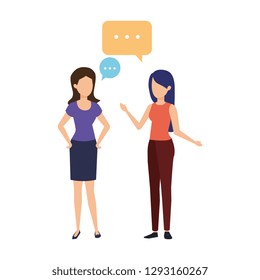 couple of girls with speech bubble