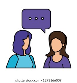 couple of girls with speech bubble