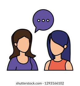 couple of girls with speech bubble