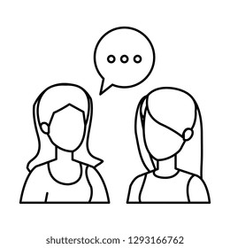 couple of girls with speech bubble