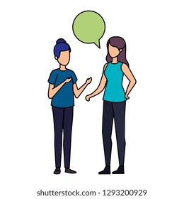 couple of girls with speech bubble