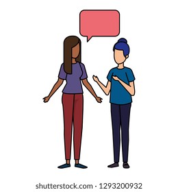 couple of girls with speech bubble