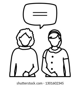 couple of girls with speech bubble