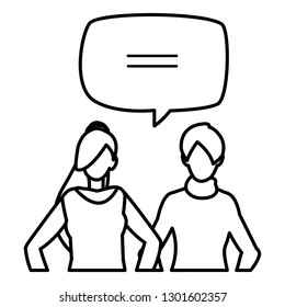 couple of girls with speech bubble