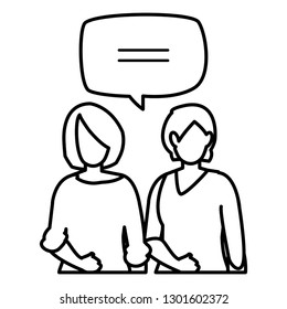 couple of girls with speech bubble