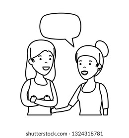 couple girls with speech bubble characters