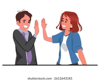 Couple giving a high five. vector illustration