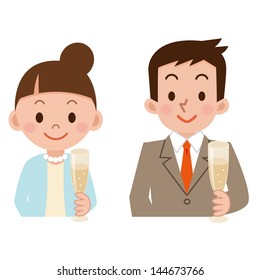 Couple with a glass
