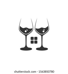 Couple of glass with negative space house for drink product bar cafe shop