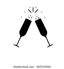 Couple of glasses of champagne - vector icon isolated on white background