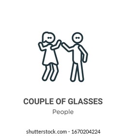 Couple of glasses outline vector icon. Thin line black couple of glasses icon, flat vector simple element illustration from editable people concept isolated stroke on white background