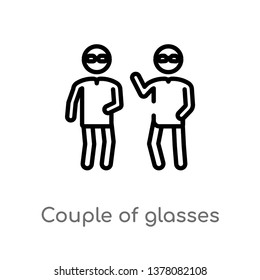 couple of glasses vector line icon. Simple element illustration. couple of glasses outline icon from people concept. Can be used for web and mobile