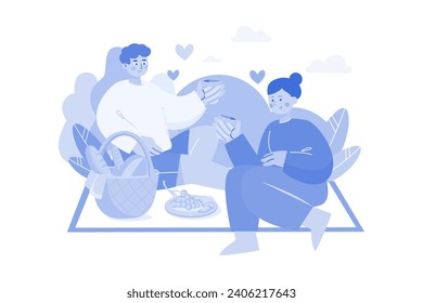 Una Pareja En Un Picnic Juntos