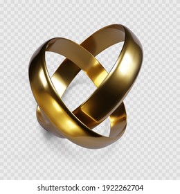 Couple of golden rings. Ring symbol of wedding. Vector isolated 