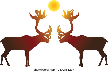 A couple of gradient silhouette reindeer for a symbolic touch