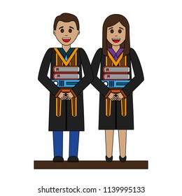 couple of graduates with books avatar character